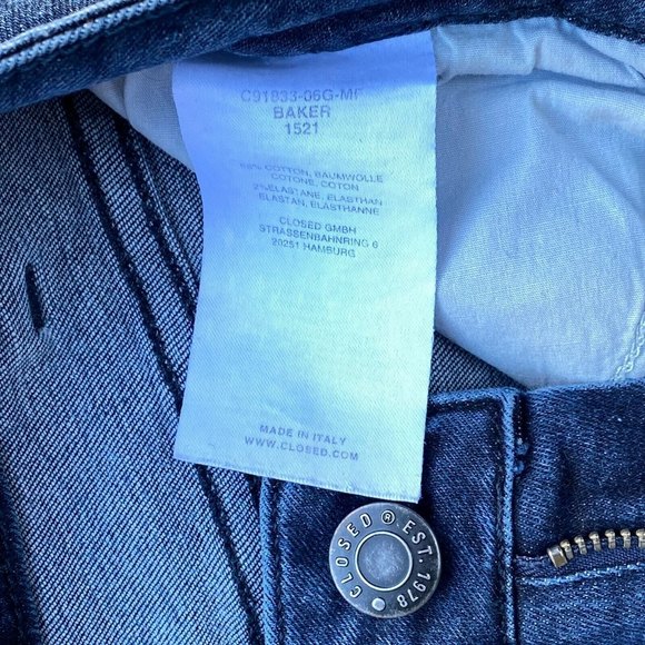 ANTHROPOLOGIE CLOSED SIZE 25 X 26 MADE IN ITALY SLIM FIT DARK WASH BAKER JEANS - Picture 7 of 9